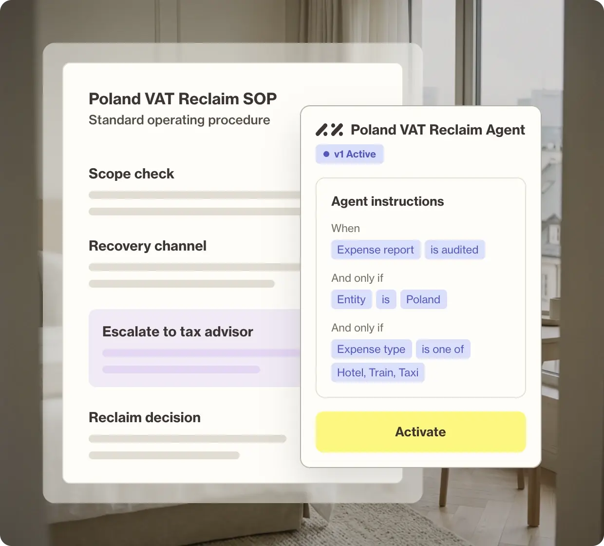 Poland VAT reclaim standard operating procedure converted into agent instructions that run when a Poland hotel, train, or taxi expense is audited