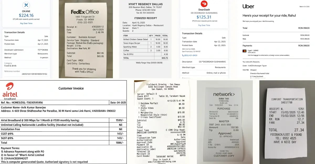 Rogues gallery of AI-fake receipts