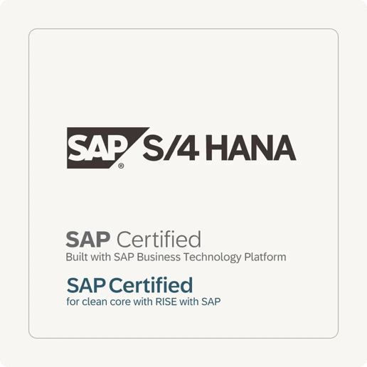 SAP S/4HANA — SAP Certified for SAP BTP and for clean core with RISE with SAP