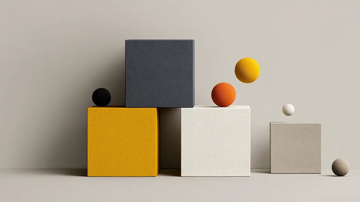 AppZen's AI agents for direct procurement AP automation resolves exceptions to keep suppliers paid on time. Image of cubes and spheres in muted greys, yellows, and coral colors.