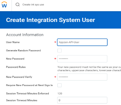 AppZen Workday integration API user